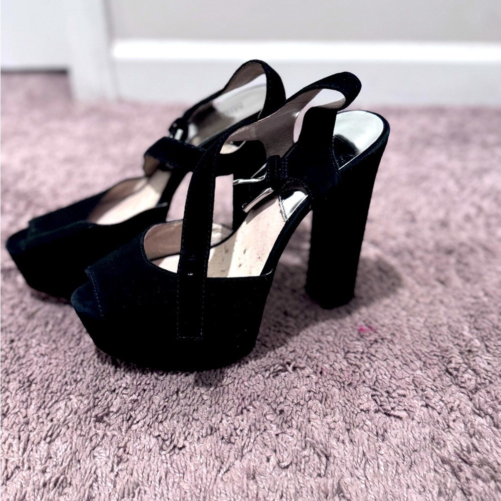 Black Michael Kors platform chunky heels